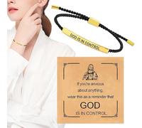 Bracelet de motivation chrétienne - Gravure « Dieu a tout dans sa main » sur acier inoxydable | Bracelet réglable pour la foi, la force et le confort | Cadeau inspirant pour confirmation, anniversaire