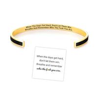 Bracelet de motivation « Don't Let The Hard Days Win Color », « Remember Who The F You Are » en acier inoxydable avec message caché gravé, Adjustable, Acier inoxydable, Pas de gemme