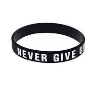 Bracelet de motivation en silicone avec inscription « Never Give Up » - Bracelet de sport élastique en caoutchouc, 202*12*2mm, Silicone