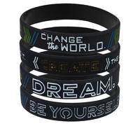 Bracelet de Motivation en Silicone Noir 4 Pièces Élastiques pour Ados