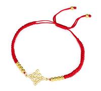 Bracelet de Nœuds de Sorcières pour Femmes Hommes en Acier Inoxydable Magie Sorcellerie Nœud de Sorcière avec une Perle Tissage Coloré Ajustable Bijoux Wiccan (Or-R 3)