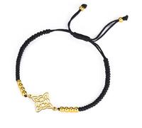 Bracelet de Nœuds de Sorcières pour Femmes Hommes en Acier Inoxydable Magie Sorcellerie Nœud de Sorcière avec une Perle Tissage Coloré Ajustable Bijoux Wiccan (Or-B 2)