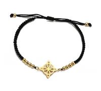 Bracelet de Nœuds de Sorcières pour Femmes Hommes en Acier Inoxydable Magie Sorcellerie Nœud de Sorcière avec une Perle Tissage Coloré Ajustable Bijoux Wiccan (Or-B)
