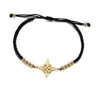 Bracelet de Nœuds de Sorcières pour Femmes Hommes en Acier Inoxydable Magie Sorcellerie Nœud de Sorcière avec une Perle Tissage Coloré Ajustable Bijoux Wiccan (Or-B-1)