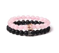 Bracelet de perles 2 pièces/ensemble bracelet couple en pierre naturelle agate couronne bracelets à breloques for femmes hommes amoureux meilleur ami bijoux exquis Reiki wanglan