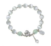 Bracelet de perles 2026 en forme de cheval du zodiaque chinois, année du cheval, pierre œil de chat, porte-bonheur en cristal avec pièce de monnaie en fu, bracelets Feng Shui - Cadeau de l'année des