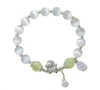 Bracelet de perles 2026 en forme de cheval du zodiaque chinois, année du cheval, pierre œil de chat, porte-bonheur en cristal avec pièce de monnaie en fu, bracelets Feng Shui - Cadeau de l'année des