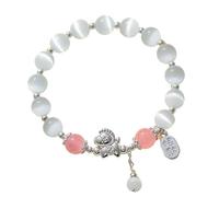 Bracelet de perles 2026 en forme de cheval du zodiaque chinois, année du cheval, pierre œil de chat, porte-bonheur en cristal avec pièce de monnaie en fu, bracelets Feng Shui - Cadeau de l'année des