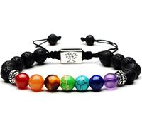 Bracelet de perles 7 Chakra Bracelet Femmes Hommes, Bracelet de bonheur pour le yoga, pierre précieuse, J0270 Une rangée