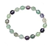 Bracelet de Perles ， 8 MM Pierres Naturelles géométriques Fluorite Perle Quartz Hommes Femmes Cadeau d'énergie guérison Bijoux Gemme Chanceux Fait à la Main wanglan