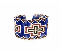 Bracelet de perles avec croix bleue, fabriqué à la main, bracelets décontractés, métier à tisser, bijoux, perles de rocaille multicolores, S, perles de rocaille, Small, perles de rocaille, graine