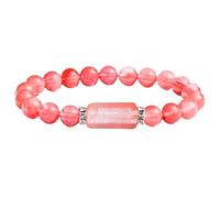 Bracelet de perles boulier en pierre naturelle améthyste rose - Bracelet de perles rondes en pierre de yoga arc-en-ciel multi-trésors for la méditation et la guérison(Synthetic watermelon red)
