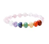 Bracelet de perles boulier en pierre naturelle améthyste rose - Bracelet de perles rondes en pierre de yoga arc-en-ciel multi-trésors for la méditation et la guérison(Pink quartz)
