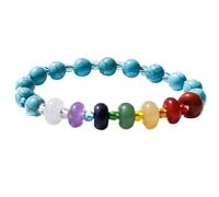 Bracelet de perles boulier en pierre naturelle améthyste rose - Bracelet de perles rondes en pierre de yoga arc-en-ciel multi-trésors for la méditation et la guérison(Synthetic blue turquoise)