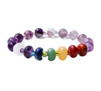 Bracelet de perles boulier en pierre naturelle améthyste rose - Bracelet de perles rondes en pierre de yoga arc-en-ciel multi-trésors for la méditation et la guérison(Amethyst)