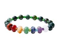 Bracelet de perles boulier en pierre naturelle améthyste rose - Bracelet de perles rondes en pierre de yoga arc-en-ciel multi-trésors for la méditation et la guérison(Indian agate)