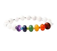 Bracelet de perles boulier en pierre naturelle améthyste rose - Bracelet de perles rondes en pierre de yoga arc-en-ciel multi-trésors for la méditation et la guérison(White crystal)