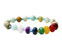 Bracelet de perles boulier en pierre naturelle améthyste rose - Bracelet de perles rondes en pierre de yoga arc-en-ciel multi-trésors for la méditation et la guérison(Amazonite)