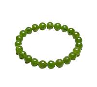 Bracelet de perles, bracelet guérison naturelle, gemme verte, néphrite canadienne, pierre jade, bracelets for femmes et hommes, bijoux méditation, wanglan(Beads 8 Mm-19cm)
