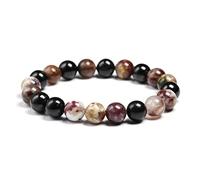 Bracelet de Perles，Bracelet Tourmaline mélange Naturel Pierre Naturelle 6mm 8mm 10mm Quartz Perle Femmes Hommes Mode Bijoux Semi-précieux Cadeau wanglan(20cm 7.9inch-Beads 10mm)