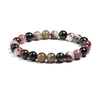 Bracelet de Perles，Bracelet Tourmaline mélange Naturel Pierre Naturelle 6mm 8mm 10mm Quartz Perle Femmes Hommes Mode Bijoux Semi-précieux Cadeau wanglan(25cm 9.8inch-Beads 8mm)