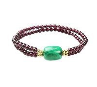 Bracelet de perles, bracelets en pierre naturelle grenat, rouge vin et malachite, bracelet à deux couches porte-bonheur for femmes, bijoux cristal wanglan