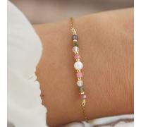 Bracelet de perles carrées en pierres naturelles : tourmaline multicolore