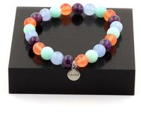 Bracelet de perles d'aigue-marine + amazonite + améthyste + calcédoine orange 8 mm