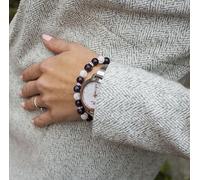 Bracelet de perles d'améthyste et de cristal MINK69 - longueur : 17 cm.