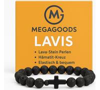 Bracelet de perles de bois en pierre naturelle avec hématite Croix Onyx Yoga DE.