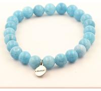 Bracelet de perles de calcédoine bleue, 8 mm