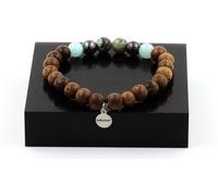 Bracelet de perles de chrysocolle de Namibie + hématite + angélite + bois 8 mm
