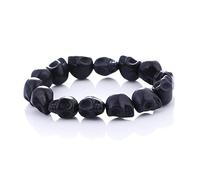 Bracelet de Perles de Crâne Noir Perles de Pierre Naturelle Bracelet Extensible Unisexe Bracelet de Yoga Vintage Gothique Hommes Bracelet Squelette Cadeaux pour Petit Ami Petite Amie Meilleur Ami