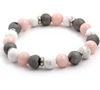 Bracelet de perles de jade, d'agate et de howlit MINK34/17.