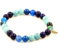 Bracelet de perles de lapis-lazuli + aigue-marine + agate bleue rubanée 8 mm