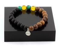 Bracelet de perles de malachite du Congo + agate jaune + onyx noir mat + bois 8 mm