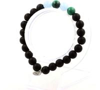 Bracelet de perles de malachite du Congo + aigue-marine + onyx noir mat 8 mm