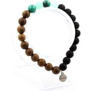 Bracelet de perles de malachite du Congo + amazonite + onyx noir mat + bois 8 mm