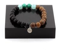 Bracelet de perles de malachite du Congo + angélite + onyx noir mat + bois 8 mm