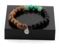 Bracelet de perles de malachite du Congo + aventurine + onyx noir mat + bois 8 mm