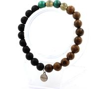 Bracelet de perles de malachite du Congo + quartz fumé + onyx noir mat + bois 8 mm