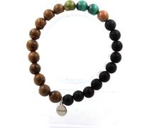 Bracelet de perles de malachite du Congo + unakite + onyx noir mat + bois 8 mm