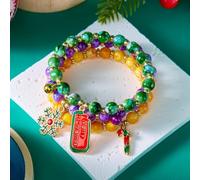 Bracelet de perles de Noël fait à la main avec motifs Père Noël et flocon de neige, matériau en alliage et acrylique pour accessoires festifs (C)