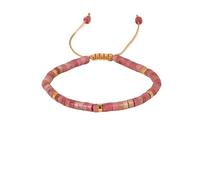 Bracelet de perles de pierre de grain de bois rouge - Bijoux de yoga tissés for la pleine conscience et le style