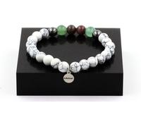 Bracelet de perles de rubis Mogok, Birmanie, Myanmar + aventurine + hématite + howlite 8 mm