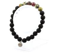 Bracelet de perles de rubis Mogok, Birmanie, Myanmar + unakite + jaspe dalmatien + lave 8 mm