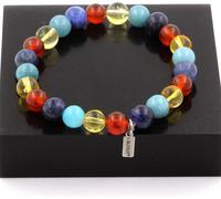 Bracelet de perles de sodalite + aigue-marine + agate rouge + citrine 8 mm