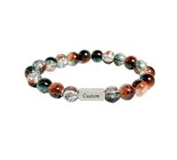 Bracelet de perles de verre de Noël personnalisé avec breloque, bracelet de perles émaillées colorées - Cadeau de Noël pour fils, fille, papa, mari, nom/texte/initiale/date personnalisé, Verre, Acier