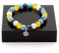 Bracelet de perles d'obsidienne flocon de neige + agate jaune + aigue-marine + calcédoine bleue 8 mm