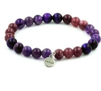 Bracelet de perles d'oeil de tigre lilas + améthyste + lépidolite 8 mm